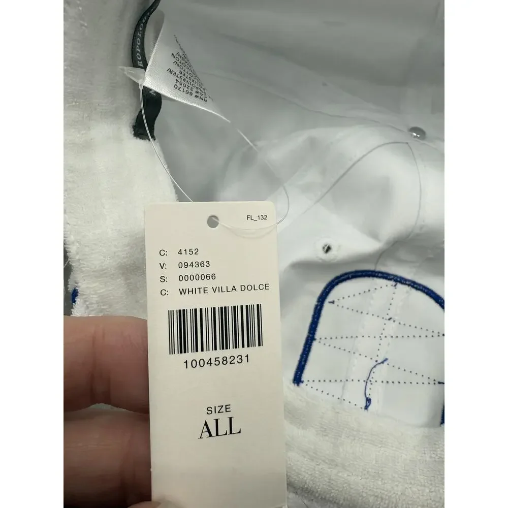 Anthropologie Hat Cap Strap Back One Size White Blue Villa Dolce Terry Mens - Picture 6 of 8